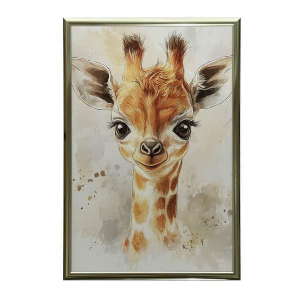 Sødt lille girafansigt Sødt lille girafansigt, 40x50 cm, guld aluminiumsramme, 230 gsm mat papir