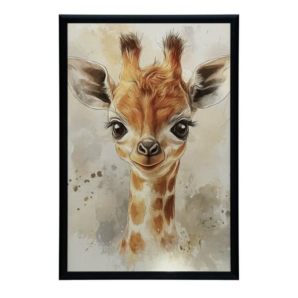 Sødt lille girafansigt Sødt lille girafansigt, 40x50 cm, guld aluminiumsramme, 230 gsm mat papir