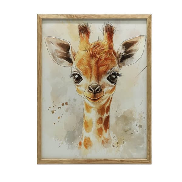 Sødt lille girafansigt Sødt lille girafansigt, 40x50 cm, guld aluminiumsramme, 230 gsm mat papir