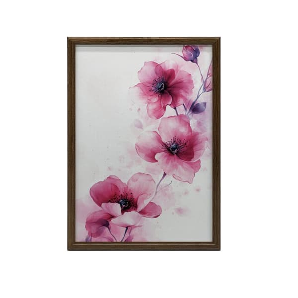 Rosa blommor på vit bakgrund Rosa blommor på vit bakgrund, 40x50 cm, svart aluminiumram, 230 gsm matt papper