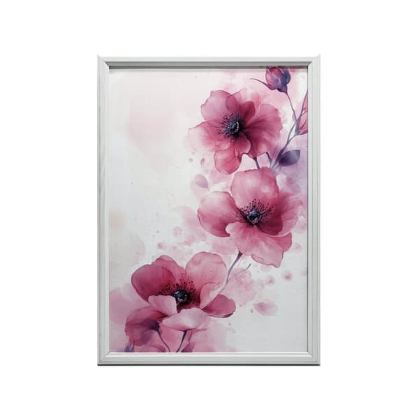 Rosa blommor på vit bakgrund Rosa blommor på vit bakgrund, 70x100 cm, oinramad, premiumduk på bår