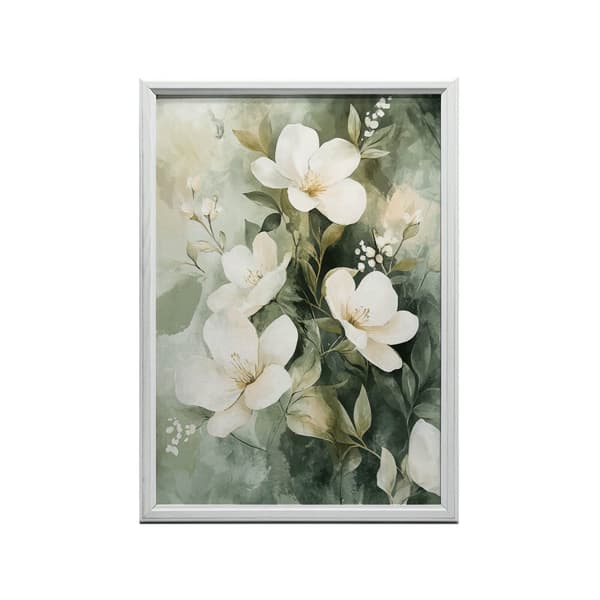 Blomsterbuket på grøn baggrund Blomsterbuket på grøn baggrund, 50x70 cm, rammeløs, 230 gsm mat papir