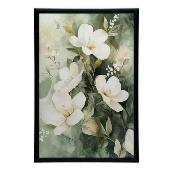 Blomsterbuket på grøn baggrund Blomsterbuket på grøn baggrund, 50x70 cm, rammeløs, 230 gsm mat papir