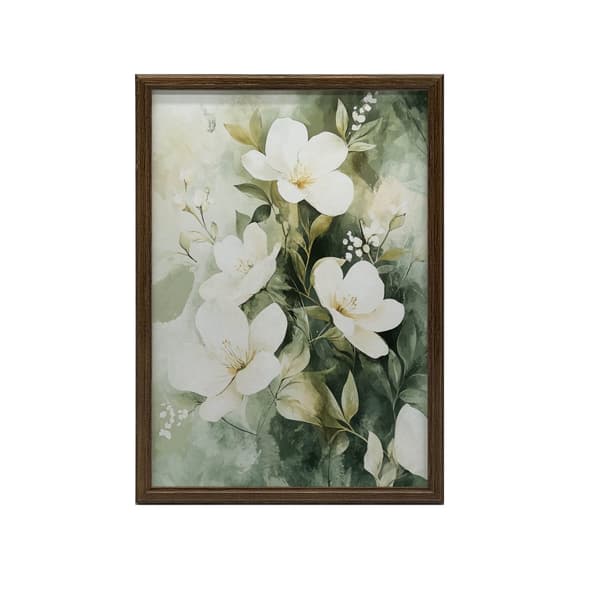 Blomsterbuket på grøn baggrund Blomsterbuket på grøn baggrund, 50x70 cm, rammeløs, 230 gsm mat papir