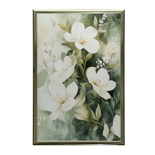 Blomsterbuket på grøn baggrund Blomsterbuket på grøn baggrund, 50x70 cm, rammeløs, 230 gsm mat papir