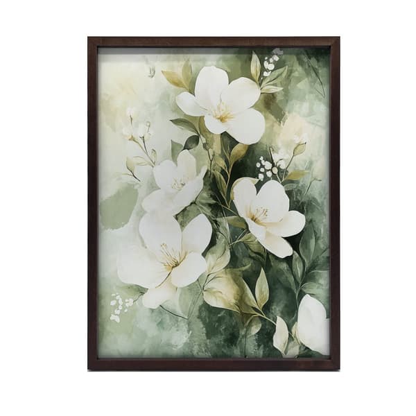 Blomsterbuket på grøn baggrund Blomsterbuket på grøn baggrund, 50x70 cm, rammeløs, 230 gsm mat papir