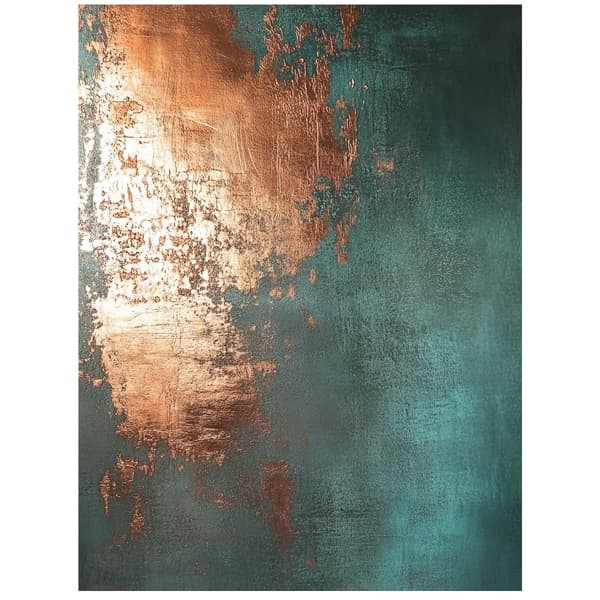 Kobber accent i turkis Kobber accent i turkis, 50x70 cm, uindrammet, premium lærred på båreramme