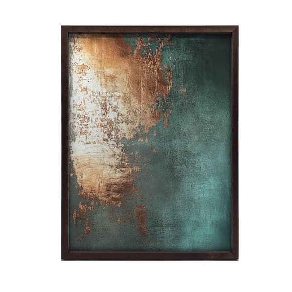 Kobber accent i turkis Kobber accent i turkis, 50x70 cm, uindrammet, premium lærred på båreramme