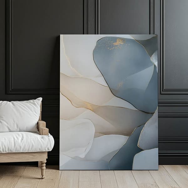 Floral Elegance Blue Sävyissä Floral Elegance Blue Shades of Blue, 60x90 cm, kultainen alumiinikehys, 230 gsm mattapaperi