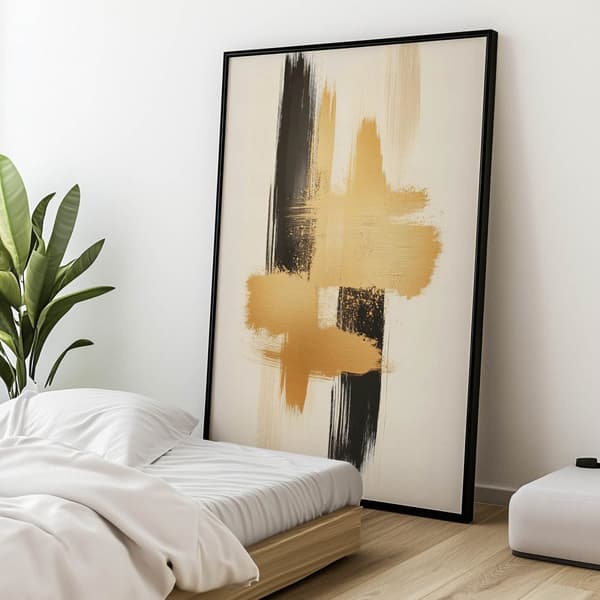 Kontrast af guld og sort Kontrast af guld og sort, 30x40 cm, hvid træramme, 230 gsm mat papir