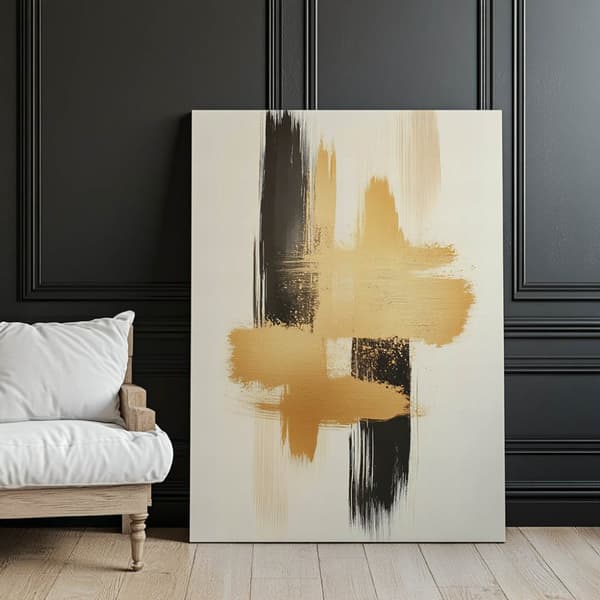 Kontrast af guld og sort Kontrast af guld og sort, 30x40 cm, hvid træramme, 230 gsm mat papir