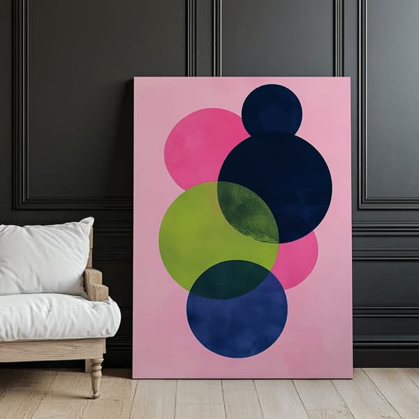 Abstrakt cirkelmønster Abstrakt cirkelmønster, 60x90 cm, guld aluminiumsramme, 230 gsm mat papir