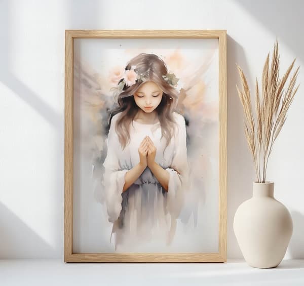 Plakat Angel in Subtilty Poster Angel in Subtility, 70x100 cm, lys egetræsramme, 230 gsm mat papir
