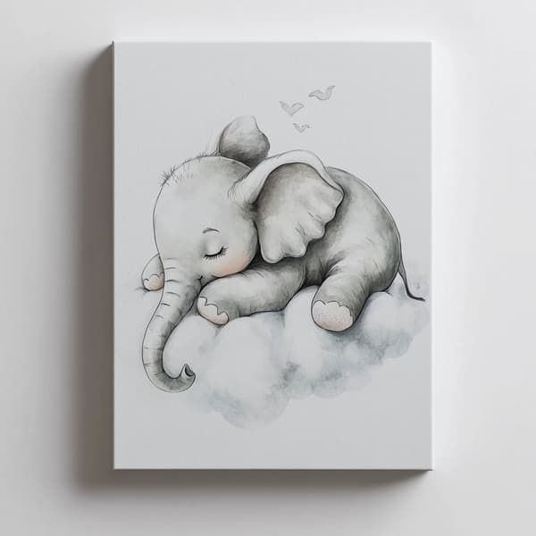 Sleepy Elephant on Cloud-plakat Sleepy Elephant on Cloud-plakat, 40x50 cm, sort aluminiumsramme, 230 gsm mat papir