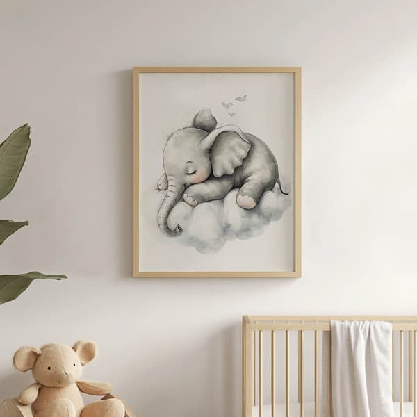 Sleepy Elephant on Cloud-plakat Sleepy Elephant on Cloud-plakat, 40x50 cm, sort aluminiumsramme, 230 gsm mat papir