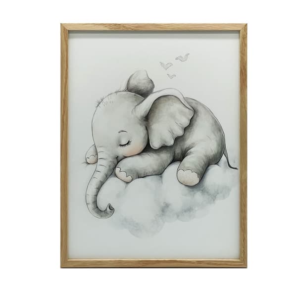 Sleepy Elephant on Cloud-plakat Sleepy Elephant on Cloud-plakat, 40x50 cm, sort aluminiumsramme, 230 gsm mat papir