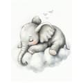 Miniatyrbild 3 av 11: Affisch Sleepy Elephant on a Cloud Affisch Sleepy Elephant on a Cloud, 70x100 cm, oinramad, premiumduk på bår