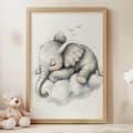 Miniatyrbild 5 av 11: Affisch Sleepy Elephant on a Cloud Affisch Sleepy Elephant on a Cloud, 70x100 cm, oinramad, premiumduk på bår