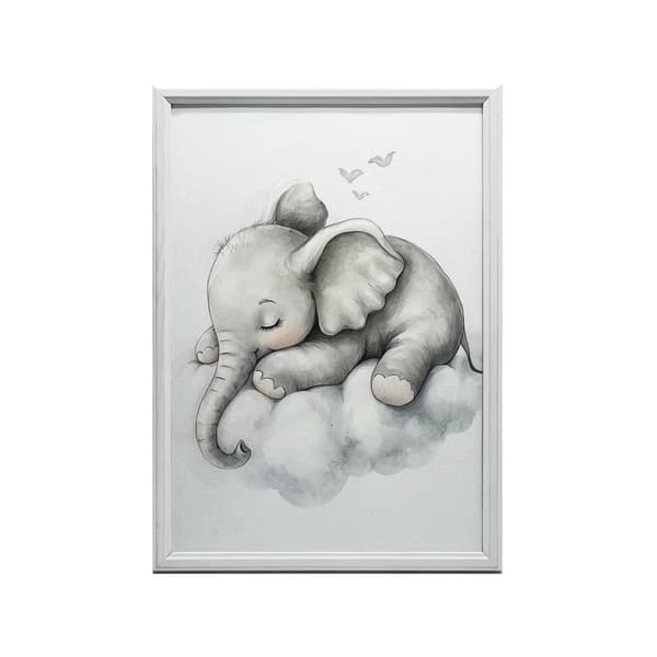 Affisch Sleepy Elephant on a Cloud Affisch Sleepy Elephant on a Cloud, 70x100 cm, oinramad, premiumduk på bår
