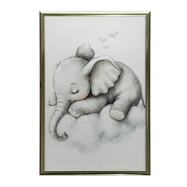Affisch Sleepy Elephant on a Cloud Affisch Sleepy Elephant on a Cloud, 70x100 cm, oinramad, premiumduk på bår