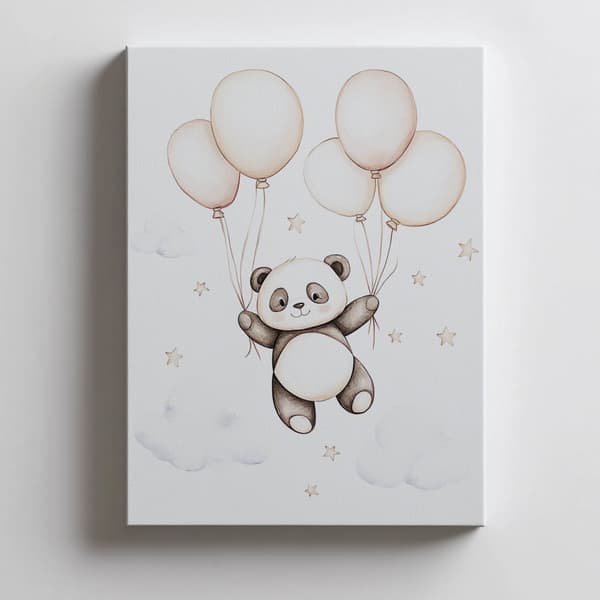 Smiling Panda with Balloons Poster Smiling Panda with Balloons Poster, 60x90 cm, svart aluminiumram, 230 gsm matt papper
