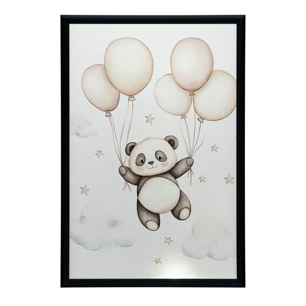 Smiling Panda with Balloons Poster Smiling Panda with Balloons Poster, 60x90 cm, svart aluminiumram, 230 gsm matt papper