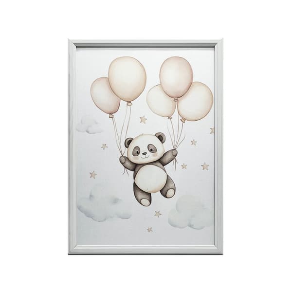 Smiling Panda with Balloons Poster Smiling Panda with Balloons Poster, 60x90 cm, svart aluminiumram, 230 gsm matt papper