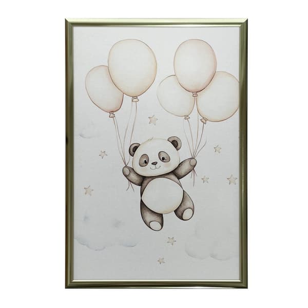 Smiling Panda with Balloons Poster Smiling Panda with Balloons Poster, 70x100 cm, lys egetræsramme, 230 gsm mat papir