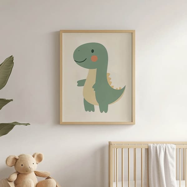 Hymyilevä dinosaurusjuliste Hymyilevä dinosaurusjuliste, 60x90 cm, kultainen alumiinikehys, 230 gsm mattapaperi