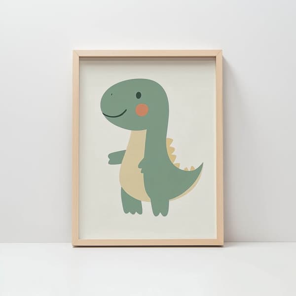 Hymyilevä dinosaurusjuliste Hymyilevä dinosaurusjuliste, 60x90 cm, kultainen alumiinikehys, 230 gsm mattapaperi