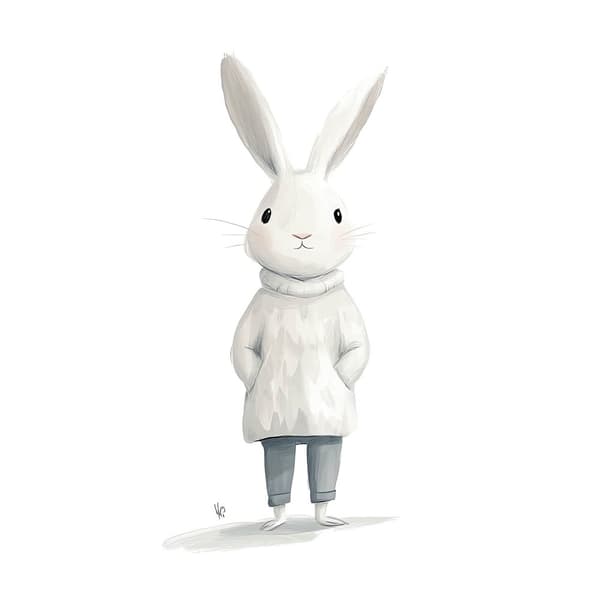 Plakat Sød kanin i en sweater Plakat Sød kanin i en sweater, 70x100 cm, rammeløs, 230 gsm mat papir