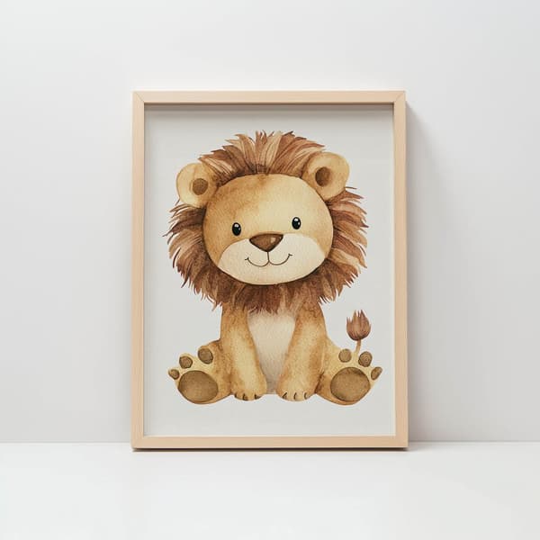 Poster Cute Lion Poster Cute Lion, 30x40 cm, guld aluminiumram, 230 gsm matt papper