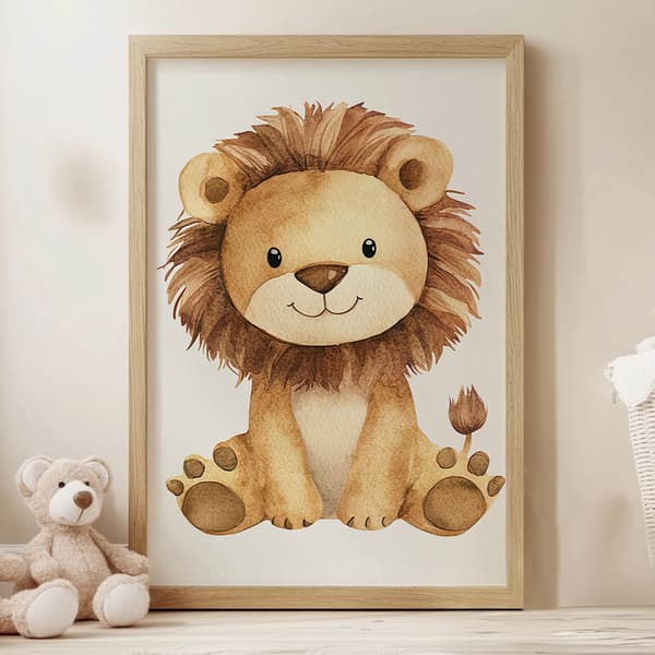 Poster Cute Lion Poster Cute Lion, 60x90 cm, guld aluminiumram, 230 gsm matt papper