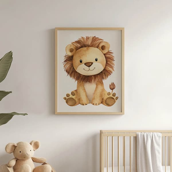 Poster Cute Lion Poster Cute Lion, 60x90 cm, guld aluminiumram, 230 gsm matt papper