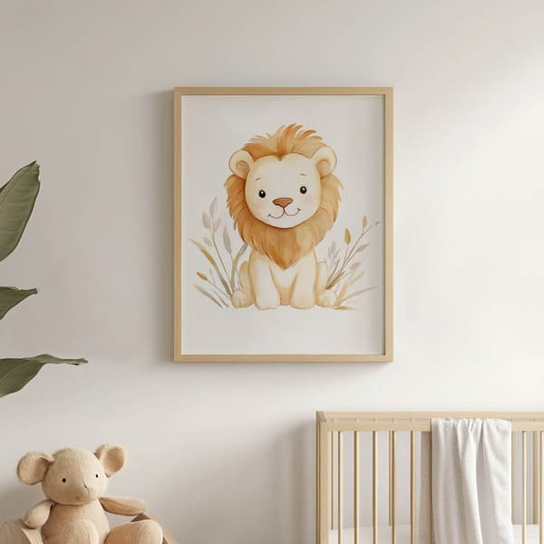 Løveplakat Løveplakat, 40x50 cm, guld aluminiumsramme, 230 gsm mat papir
