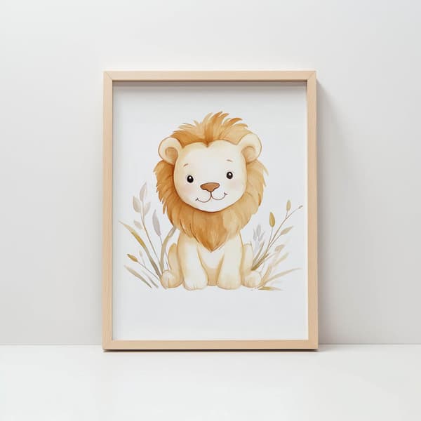 Løveplakat Løveplakat, 40x50 cm, guld aluminiumsramme, 230 gsm mat papir