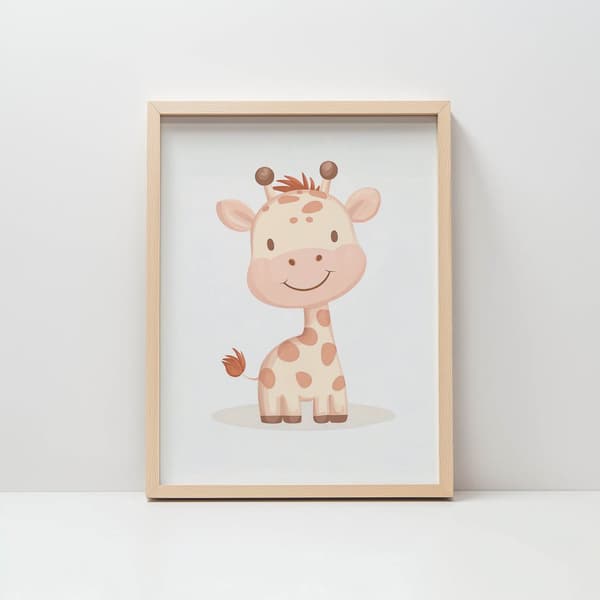 Smiling Giraffe - Plakat til børn Smiling Giraffe - Plakat til børn, 30x40 cm, guld aluminiumsramme, 230 gsm mat papir