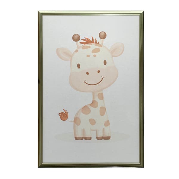 Smiling Giraffe - Plakat til børn Smiling Giraffe - Plakat til børn, 30x40 cm, guld aluminiumsramme, 230 gsm mat papir