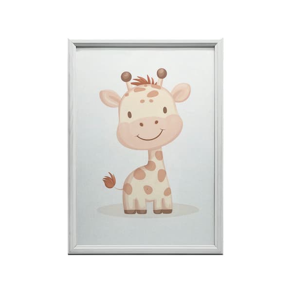 Smiling Giraffe - Plakat til børn Smiling Giraffe - Plakat til børn, 30x40 cm, mørkebrun træramme, 230 gsm mat papir
