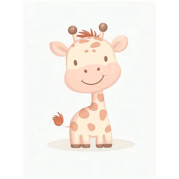 Smiling Giraffe - Plakat til børn Smiling Giraffe - Plakat til børn, 70x100 cm, lys egetræsramme, 230 gsm mat papir