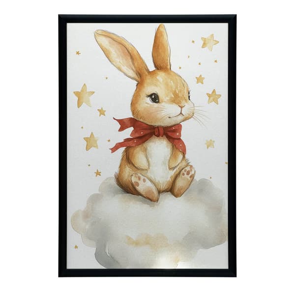 Plakat Sød kanin på en sky Plakat Sød kanin på en sky, 30x40 cm, sort aluminiumsramme, 230 gsm mat papir