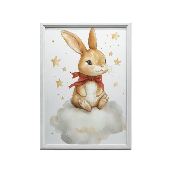 Plakat Sød kanin på en sky Plakat Sød kanin på en sky, 30x40 cm, sort aluminiumsramme, 230 gsm mat papir
