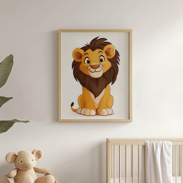 Smiling Lion Poster Smiling Lion Poster, 50x70 cm, lys egetræsramme, 230 gsm mat papir