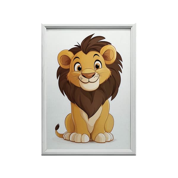 Smiling Lion Poster Smiling Lion Poster, 50x70 cm, lys egetræsramme, 230 gsm mat papir