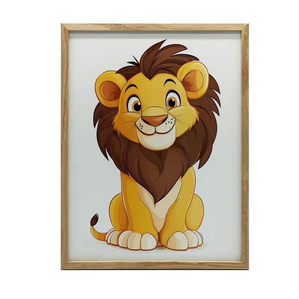Smiling Lion Poster Smiling Lion Poster, 50x70 cm, lys egetræsramme, 230 gsm mat papir