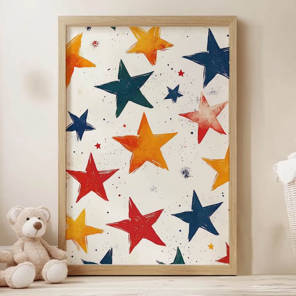 Happy Stars Plakat Happy Stars Plakat, 30x40 cm, mørkebrun træramme, 230 gsm mat papir