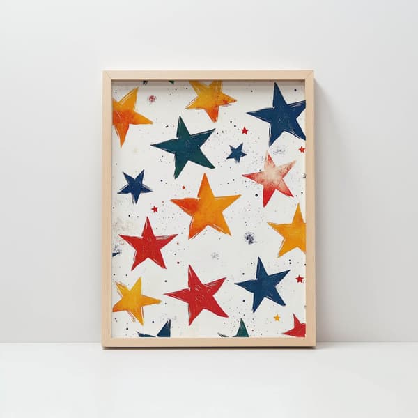Happy Stars Plakat Happy Stars Plakat, 30x40 cm, mørkebrun træramme, 230 gsm mat papir