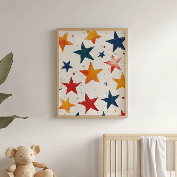 Happy Stars Plakat Happy Stars Plakat, 50x70 cm, mørkebrun træramme, 230 gsm mat papir