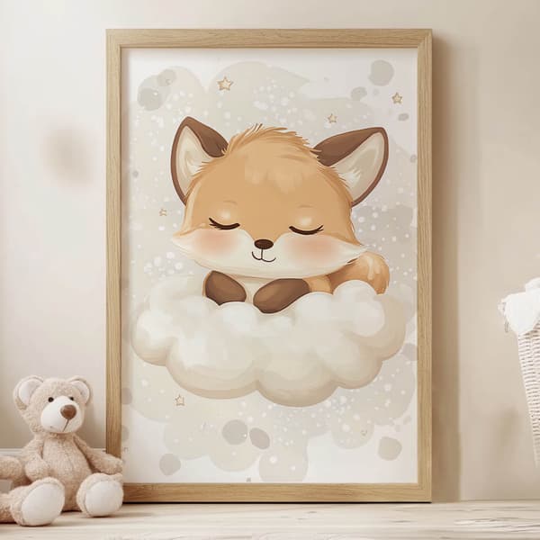 Juliste Suloinen kettu pilvessä Juliste Suloinen kettu pilvessä, 70x100 cm, kehystämätön, premium-kangas paareilla