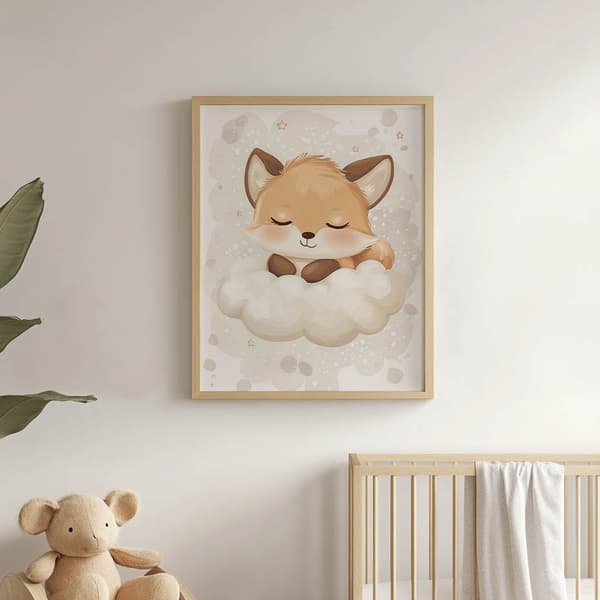 Juliste Suloinen kettu pilvessä Juliste Suloinen kettu pilvessä, 70x100 cm, kehystämätön, premium-kangas paareilla